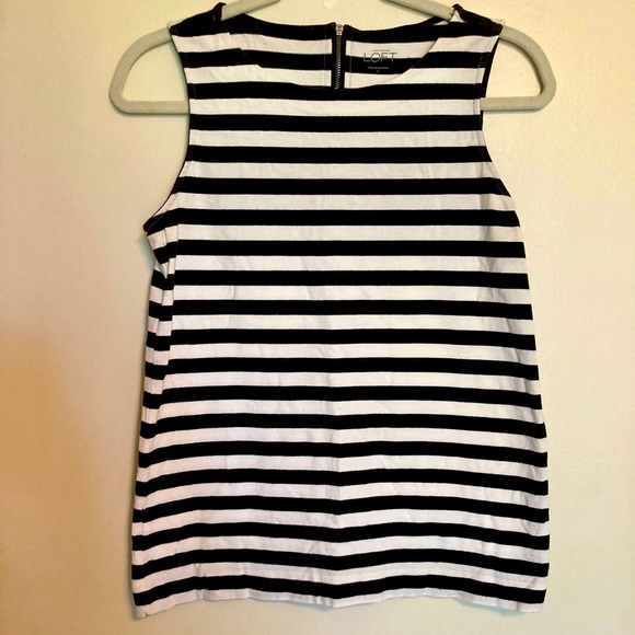 LOFT Tops - LOFT Black & White Striped Sleeveless Tank Top Cotton Classic Preppy Nautical S
